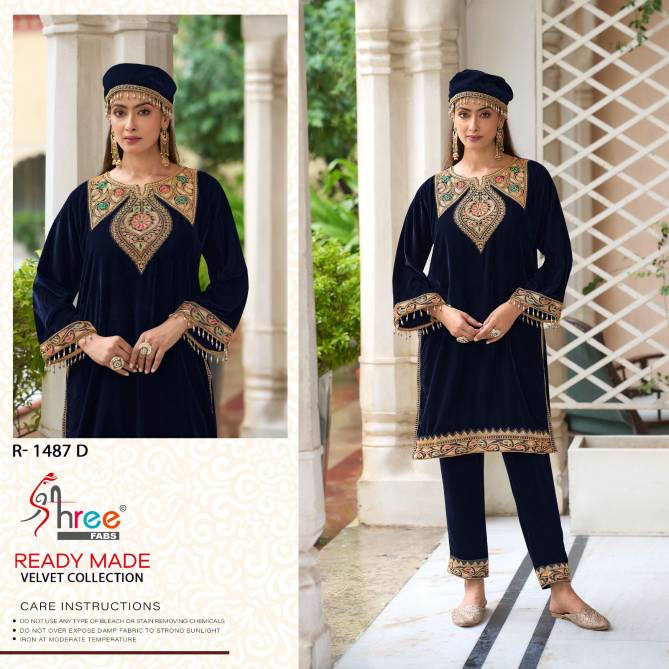 R 1487 By Shree Velvet Embroidery Pakistani Top With Bottom Wholesalers In Delhi